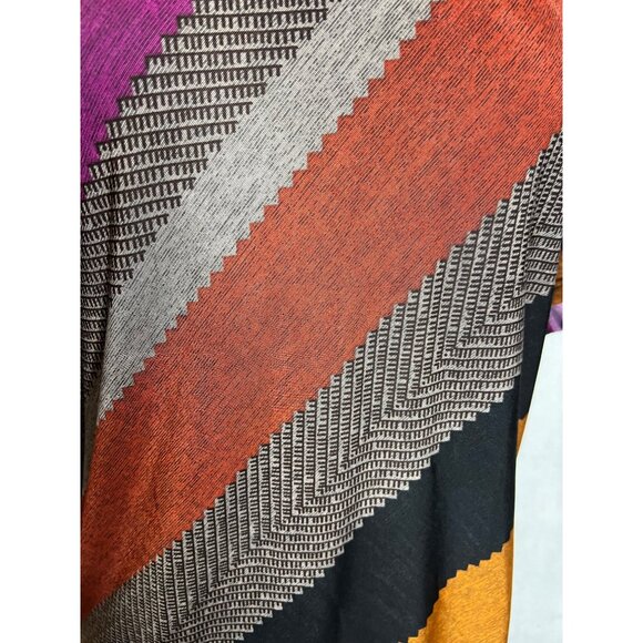 Lavish Women's Size XL Rainbow Colorful Striped Top With Side Ruching Keyhole Ba - Picture 7 of 8